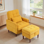 Adjustable Backrest Upholstered Accent Chair with Storage Ottoman Set