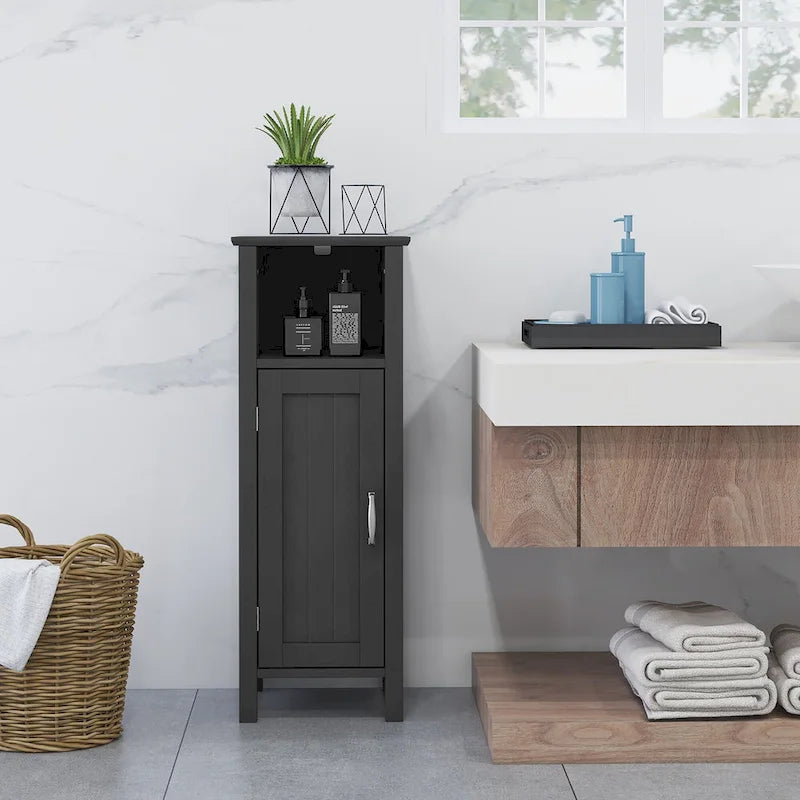 Gymax Bathroom Storage Organizer Narrow Floor Cabinet w/ 2-Tier