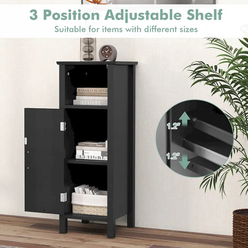 Gymax Bathroom Storage Organizer Narrow Floor Cabinet w/ 2-Tier