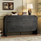 4 Doors Wood Sideboard Credenza Cabinet with Curvy Edge & Adjustable Shelves