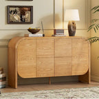 4 Doors Wood Sideboard Credenza Cabinet with Curvy Edge & Adjustable Shelves