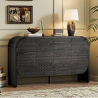 4 Doors Wood Sideboard Credenza Cabinet with Curvy Edge & Adjustable Shelves
