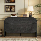 4 Doors Wood Sideboard Credenza Cabinet with Curvy Edge & Adjustable Shelves