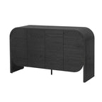 4 Doors Wood Sideboard Credenza Cabinet with Curvy Edge & Adjustable Shelves