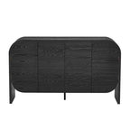 4 Doors Wood Sideboard Credenza Cabinet with Curvy Edge & Adjustable Shelves