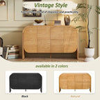 4 Doors Wood Sideboard Credenza Cabinet with Curvy Edge & Adjustable Shelves