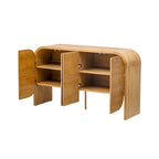 4 Doors Wood Sideboard Credenza Cabinet with Curvy Edge & Adjustable Shelves