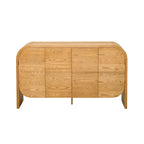 4 Doors Wood Sideboard Credenza Cabinet with Curvy Edge & Adjustable Shelves