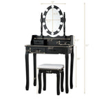 Costway Vanity Table Table 10 Dimmable Bulbs Black White Brown