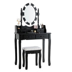 Costway Vanity Table Table 10 Dimmable Bulbs Black White Brown