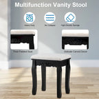 Costway Vanity Table Table 10 Dimmable Bulbs Black White Brown