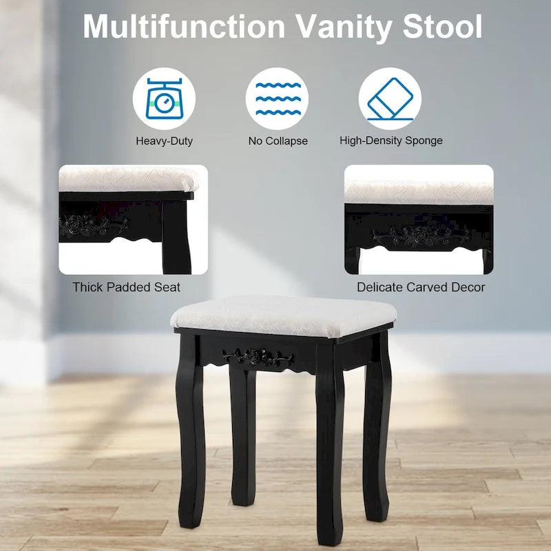 Costway Vanity Table Table 10 Dimmable Bulbs Black White Brown