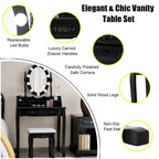 Costway Vanity Table Table 10 Dimmable Bulbs Black White Brown
