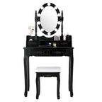 Costway Vanity Table Table 10 Dimmable Bulbs Black White Brown