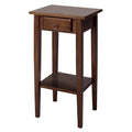 29.5 Warm Antique Walnut Accent Table with Drawer and Shelf