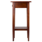 29.5 Warm Antique Walnut Accent Table with Drawer and Shelf