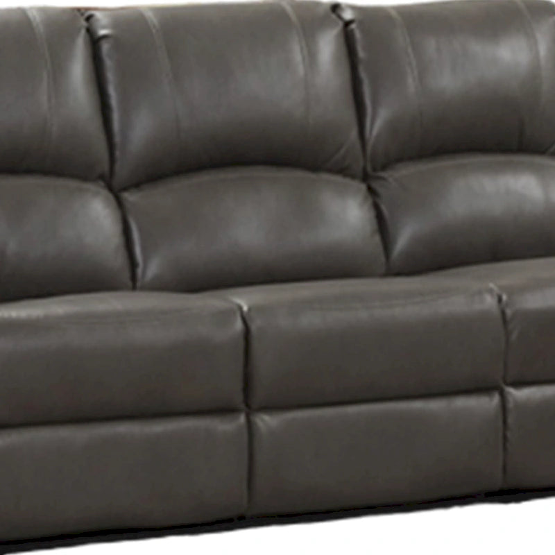 Lizzy Sofa and Loveseat Set, Manual Reclining, Solid Wood, Gray Leather