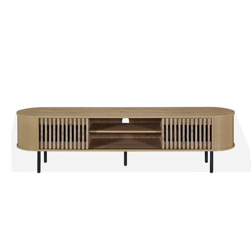 Brandon TV Stand Media Console, Shelf 2 Cabinets, Beige Wood, 71 Inch