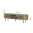 Brandon TV Stand Media Console, Shelf 2 Cabinets, Beige Wood, 71 Inch