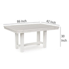Fleur Dining Table with 2 Extension Leaves, White Wood, 62-86 Inch