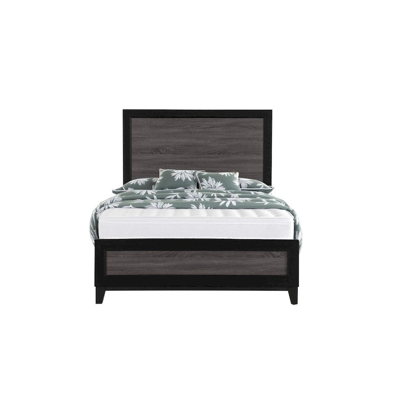 HomeRoots Black And Gray Inlaid Panels Queen Bed Frame