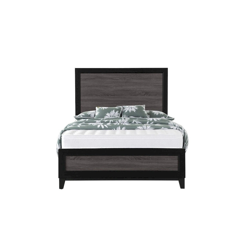 HomeRoots Black And Gray Inlaid Panels Queen Bed Frame