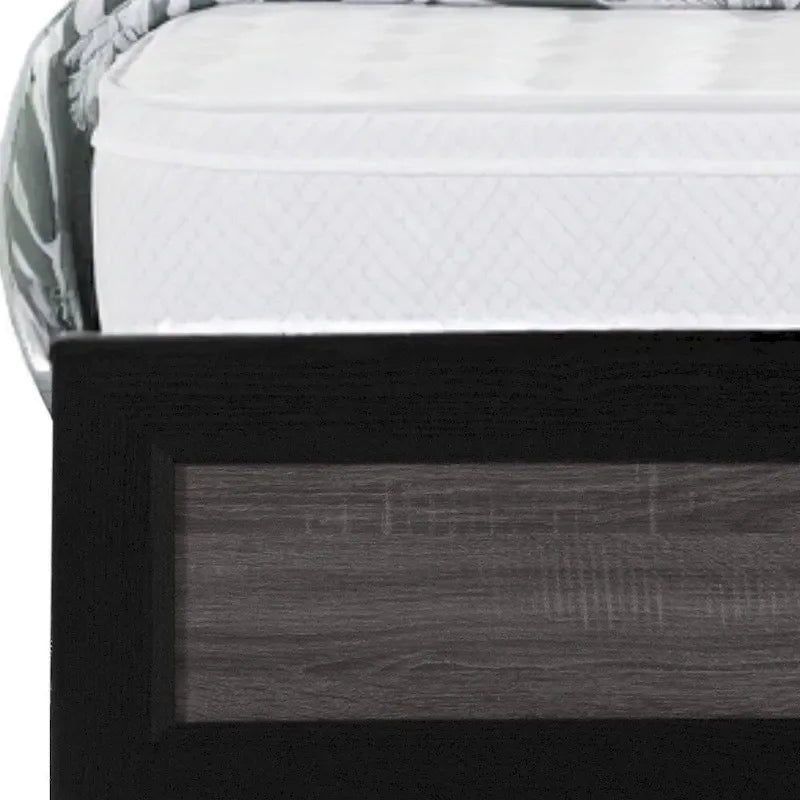 HomeRoots Black And Gray Inlaid Panels Queen Bed Frame