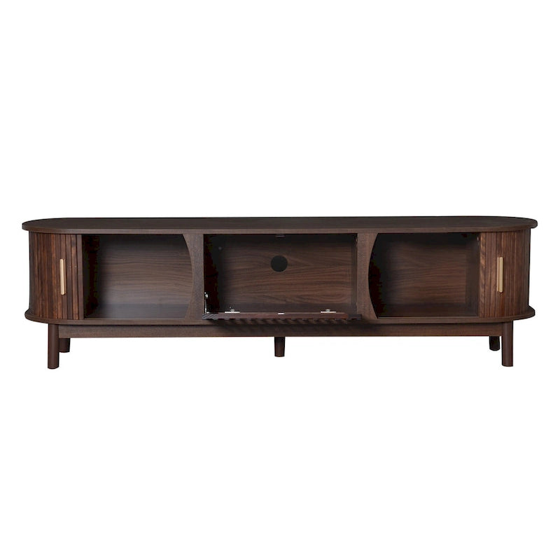 Modern Dark Brown TV Stand for 75 TVs,Solid Wood TV Console with Storage Cabinet,Entertainment Center