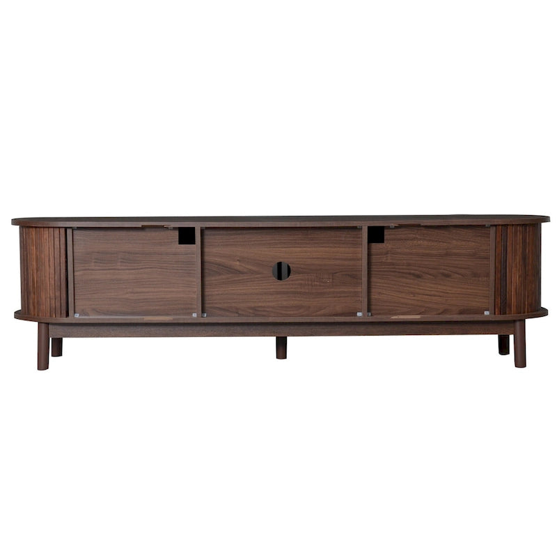 Modern Dark Brown TV Stand for 75 TVs,Solid Wood TV Console with Storage Cabinet,Entertainment Center