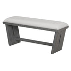 6 Pcs Dining Table Set, Wood Dining Kitchen Table and Chairs Set with Rectangular Table, 4 Upholstered Chairs and 1 Bench