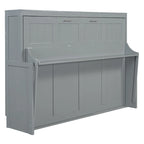 Murphy Bed with Hydraulic Lift & Desk Design, Queen/Full Size Bed