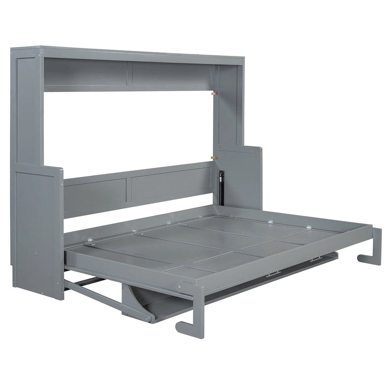 Murphy Bed with Hydraulic Lift & Desk Design, Queen/Full Size Bed