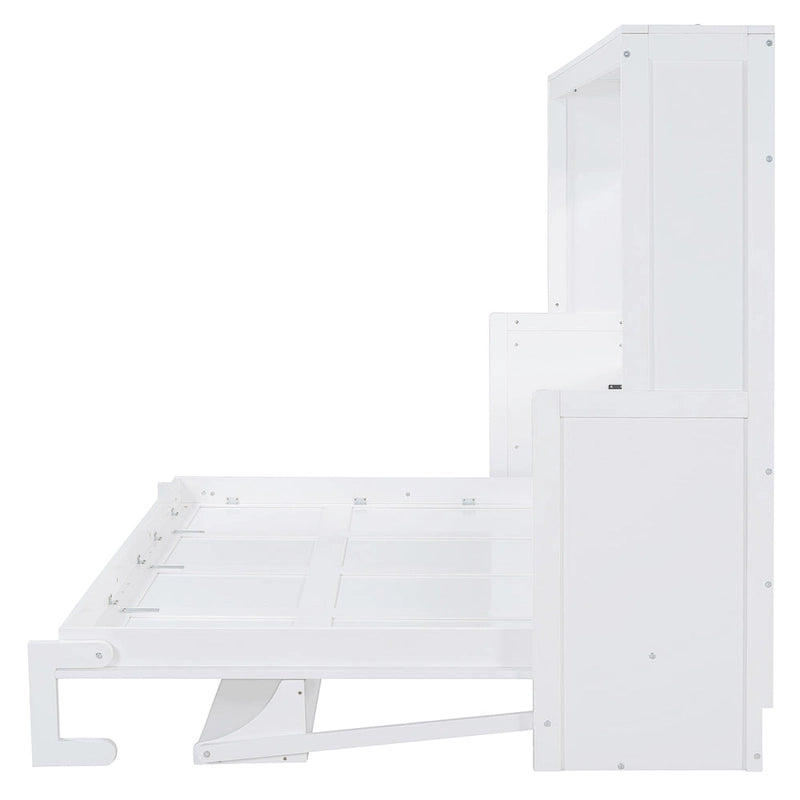 Murphy Bed with Hydraulic Lift & Desk Design, Queen/Full Size Bed