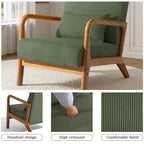 Uixe Mid Century Solid Wood Upholstered Corduroy Accent Chair