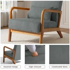 Uixe Mid Century Solid Wood Upholstered Corduroy Accent Chair
