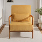 Uixe Mid Century Solid Wood Upholstered Corduroy Accent Chair