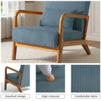 Uixe Mid Century Solid Wood Upholstered Corduroy Accent Chair