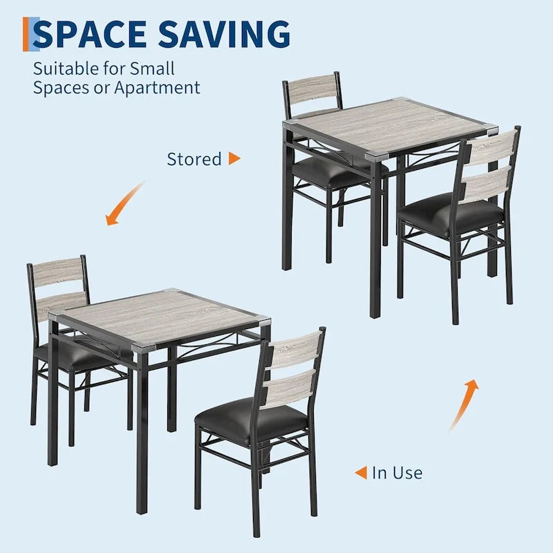 Dining Table Set, Wood Kitchen Table with Upholstered Chairs