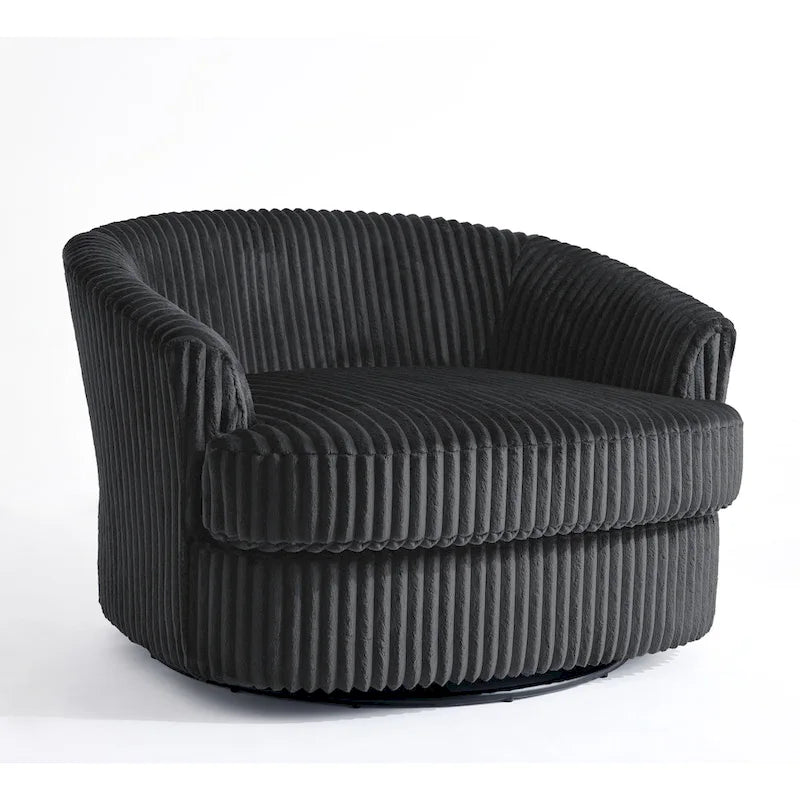 2 Set Oversized 43 W Plush Corduroy Swivel Barrel Chair with Pillows
