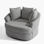 2 Set Oversized 43 W Plush Corduroy Swivel Barrel Chair with Pillows