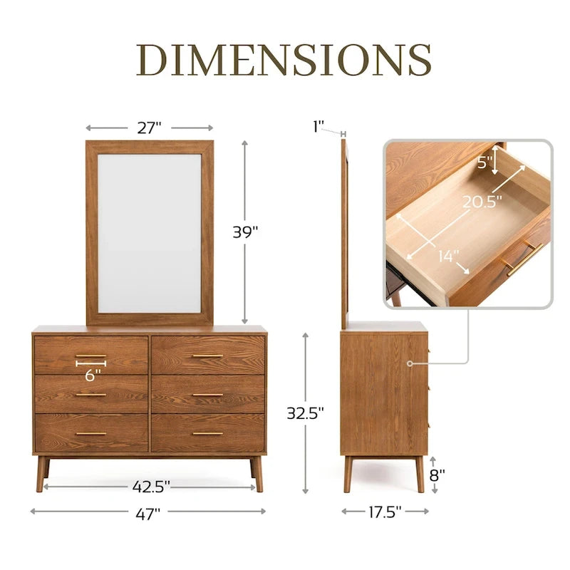 Furniture of America Beau Midcentury 4-Piece Walnut Wood Platform Bedroom Set