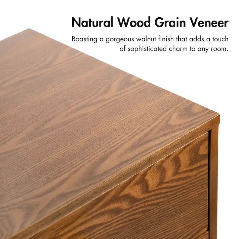 Furniture of America Beau Midcentury 4-Piece Walnut Wood Platform Bedroom Set