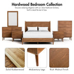 Furniture of America Beau Midcentury 4-Piece Walnut Wood Platform Bedroom Set