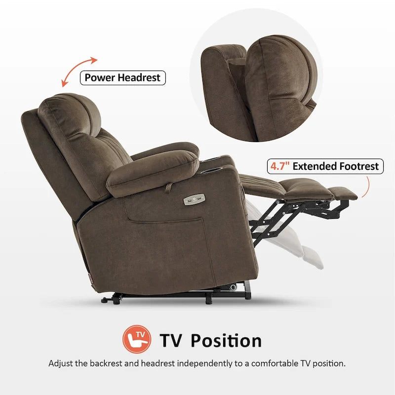 MCombo Small Dual Motor Power Lift Recliner Chair with Massage,Dual Heating, Adjustable Headrest, Fabric 7222