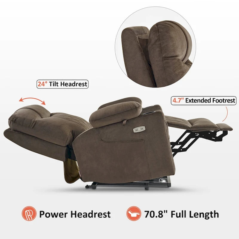 MCombo Small Dual Motor Power Lift Recliner Chair with Massage,Dual Heating, Adjustable Headrest, Fabric 7222