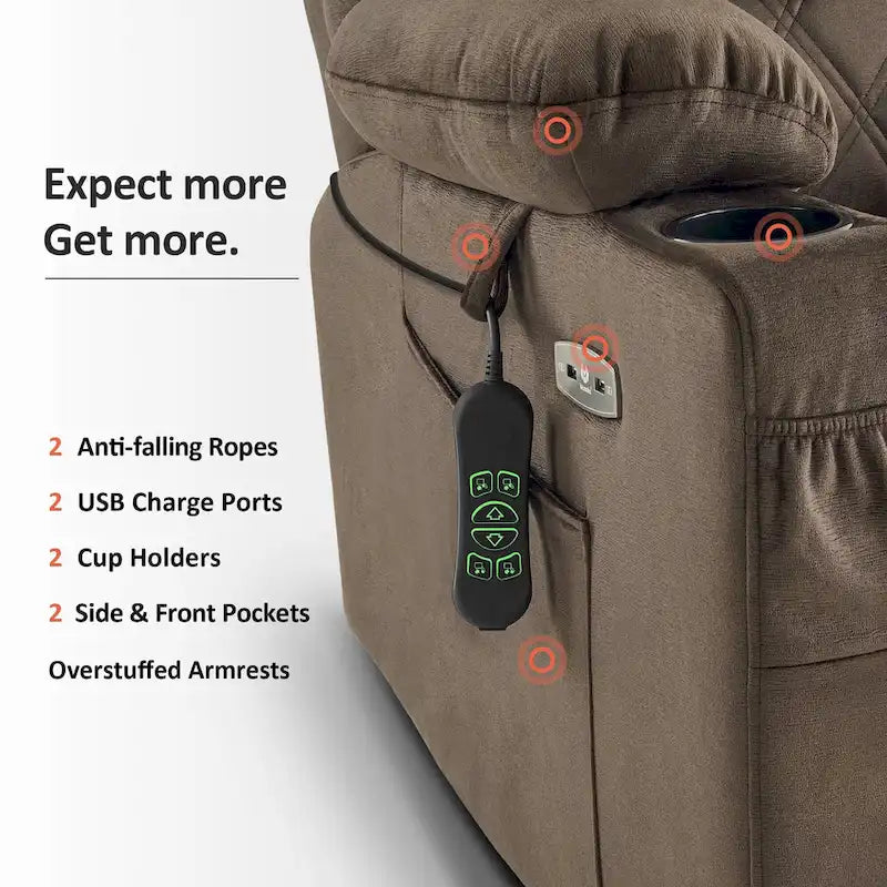 MCombo Small Dual Motor Power Lift Recliner Chair with Massage,Dual Heating, Adjustable Headrest, Fabric 7222