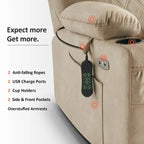 MCombo Small Dual Motor Power Lift Recliner Chair with Massage,Dual Heating, Adjustable Headrest, Fabric 7222