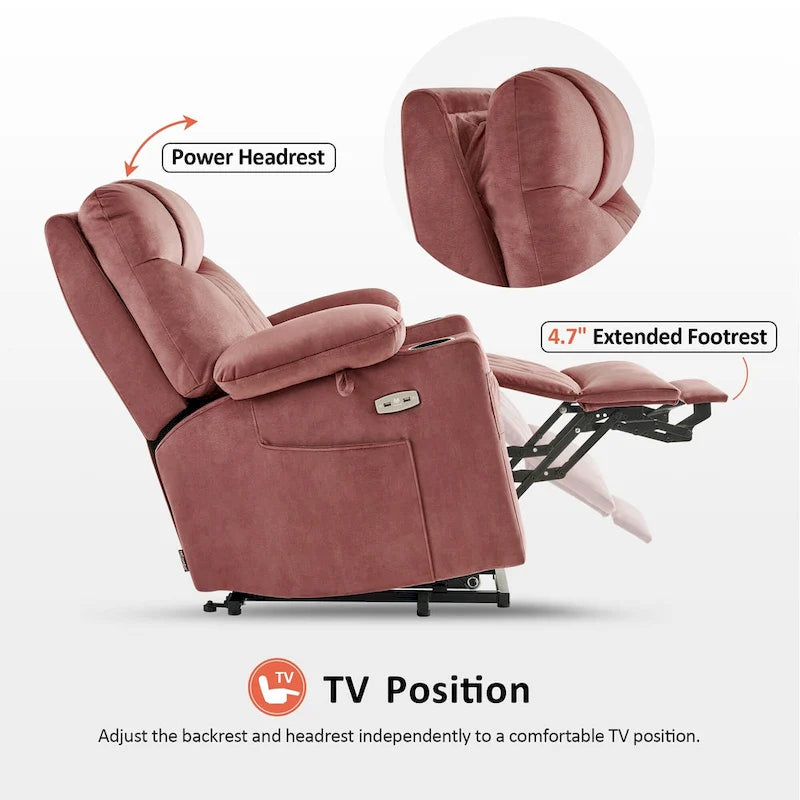 MCombo Small Dual Motor Power Lift Recliner Chair with Massage,Dual Heating, Adjustable Headrest, Fabric 7222