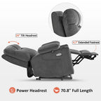 MCombo Small Dual Motor Power Lift Recliner Chair with Massage,Dual Heating, Adjustable Headrest, Fabric 7222