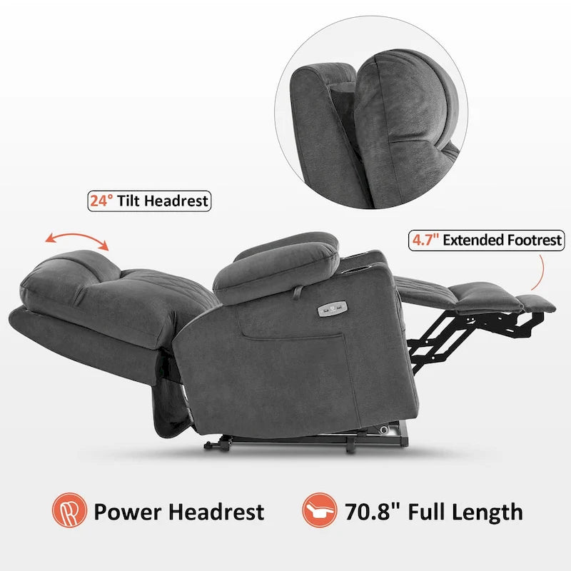 MCombo Small Dual Motor Power Lift Recliner Chair with Massage,Dual Heating, Adjustable Headrest, Fabric 7222